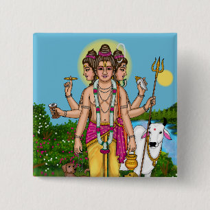 Badge Carré 5 Cm Bouton Seigneur Dattatreya