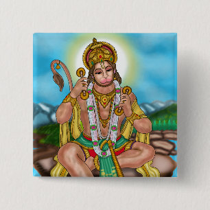 Badge Carré 5 Cm Bouton Seigneur Hanuman