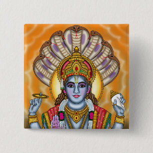 Badge Carré 5 Cm Bouton Seigneur Vishnu