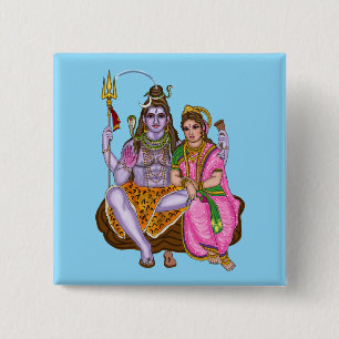 Badge Carré 5 Cm Bouton Shiva Parvati
