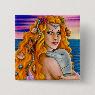 Badge Carré 5 Cm bouton sirène 13