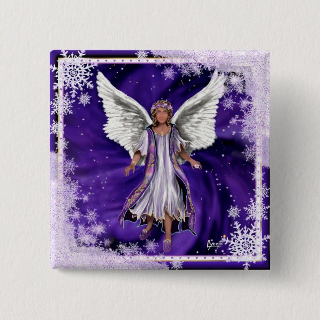 Badge Carré 5 Cm Bouton Soul violet (Devant)