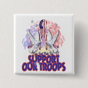 Badge Carré 5 Cm Bouton "soutenez nos troupes"