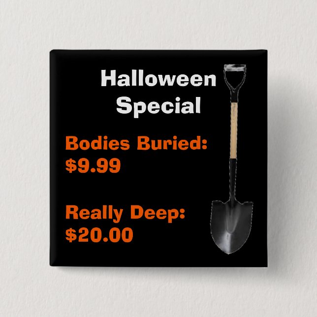 Badge Carré 5 Cm Bouton spécial Halloween (Devant)