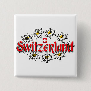 Badge Carré 5 Cm Bouton Sq Suisse Edelweiss