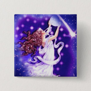 Badge Carré 5 Cm Bouton Stars Fairy