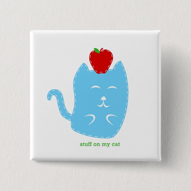 Badge Carré 5 Cm Bouton - substance sur mon chat - chat avec la (Devant)