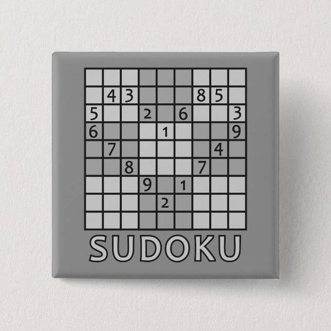 Badge Carré 5 Cm Bouton SUDOKU (Devant)