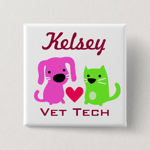 Badge Carré 5 Cm Bouton technique de vétérinaire personnalisable
