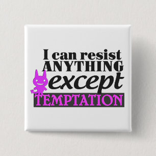 Badge Carré 5 Cm Bouton Tentation