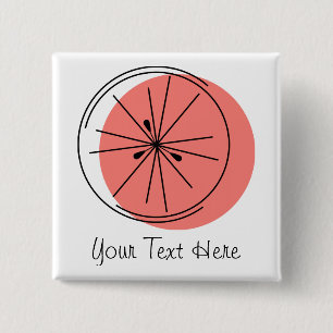 Badge Carré 5 Cm Bouton Texte rose Citrus