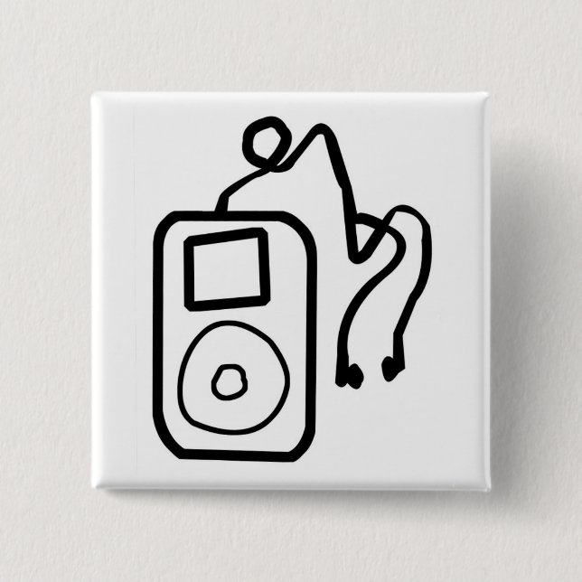 Badge Carré 5 Cm Bouton tiré d'iPod (Devant)