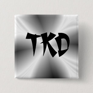 Badge Carré 5 Cm Bouton TKD Argent Faux