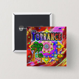 Badge Carré 5 Cm Bouton Torrance Tropical Friends