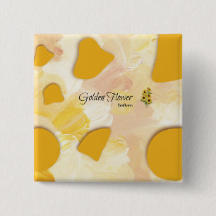 Badge Carré 5 Cm bouton tournesol