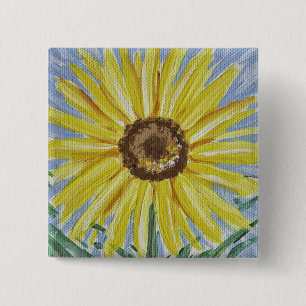Badge Carré 5 Cm Bouton tournesol