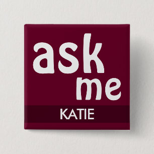 Badge Carré 5 Cm Bouton Trend Color Dark Burgundy - Demandez-moi et