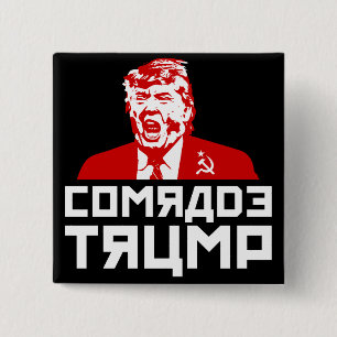 Badge Carré 5 Cm Bouton Trump : "COMRADE TRUMP" (Noir)