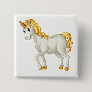 Badge Carré 5 Cm Bouton Unicorne