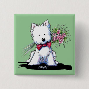 Badge Carré 5 Cm Bouton Valentine Prince Westie Pin