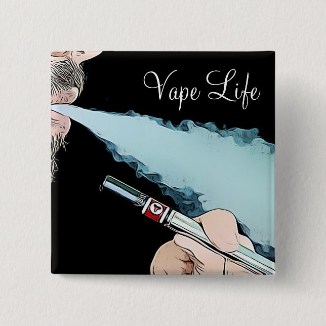 Badge Carré 5 Cm Bouton Vape Vaping Life Fumer (Devant)