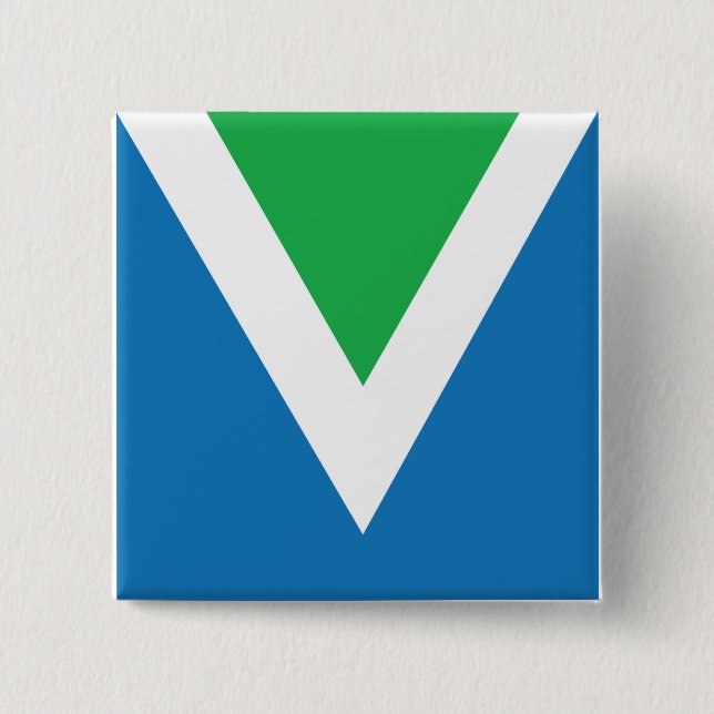 Badge Carré 5 Cm Bouton végétalien de carré de drapeau (Devant)