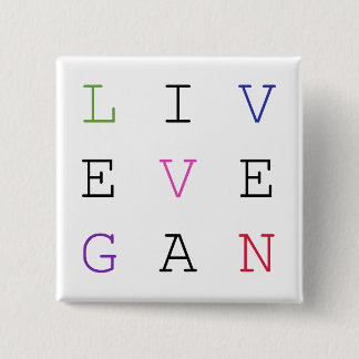 Badge Carré 5 Cm Bouton végétalien vivant