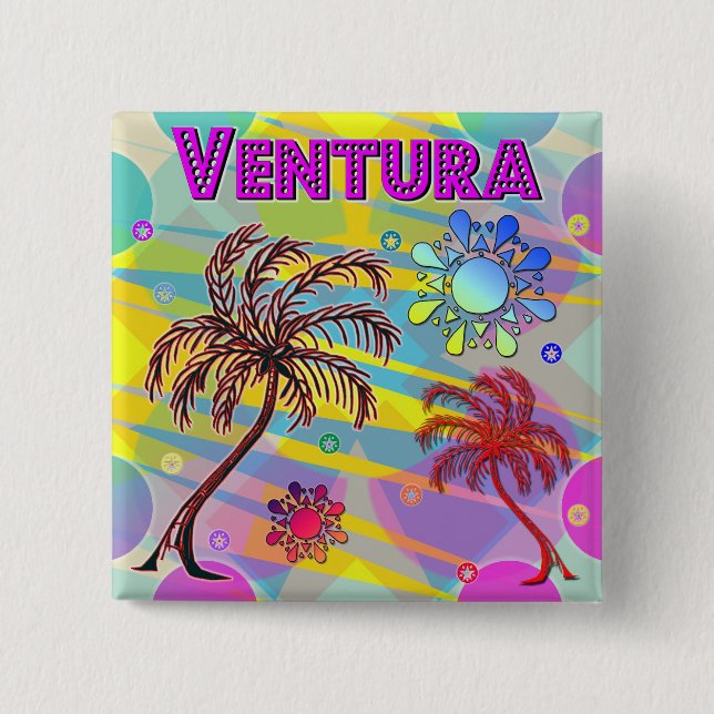Badge Carré 5 Cm Bouton Ventura Happy and Hope (Devant)