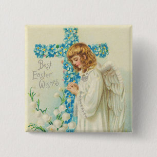 Badge Carré 5 Cm Bouton victorien d'ange de Pâques