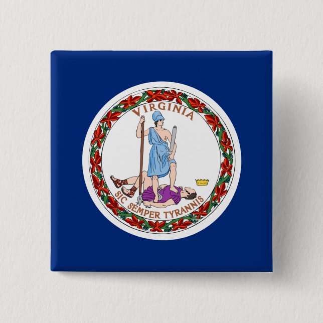 Badge Carré 5 Cm Bouton Virginia (Devant)