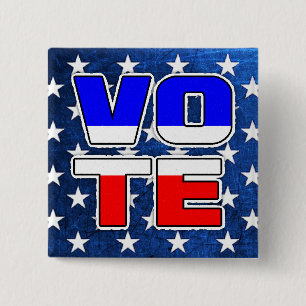 Badge Carré 5 Cm Bouton Vote American Star Spangled