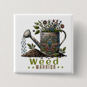 Badge Carré 5 Cm Bouton Weed Warrior