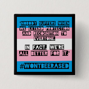 Badge Carré 5 Cm Bouton #WontBeErased par OKC de PFLAG