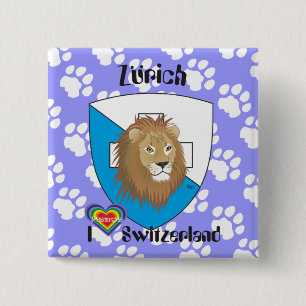 Badge Carré 5 Cm Bouton Zürich Schweiz Suisse
