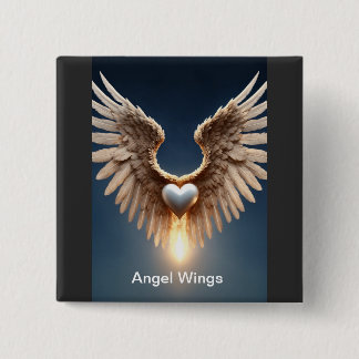 Badge Carré 5 Cm Boutons Angel Wings
