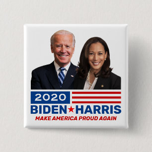 Badge Carré 5 Cm Boutons Campagne Collectible Biden Harris 2020