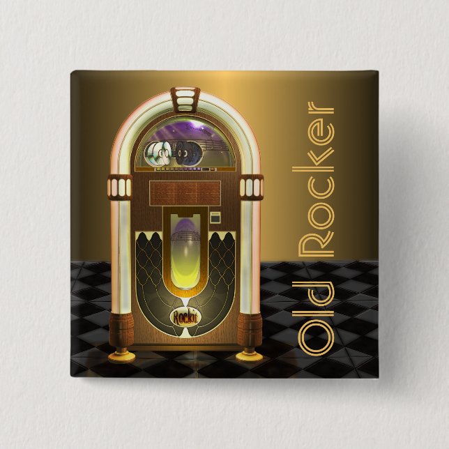 Badge Carré 5 Cm Boutons carrés de juke-box (Devant)