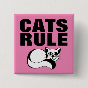 BADGE CARRÉ 5 CM BOUTONS CHAT, RÈGLE CHATS