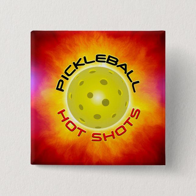 Badge Carré 5 Cm Boutons chauds des tirs 1 de Pickleball (Devant)