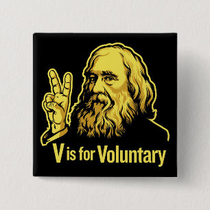 Badge Carré 5 Cm Boutons de Lysander Spooner Voluntaryism