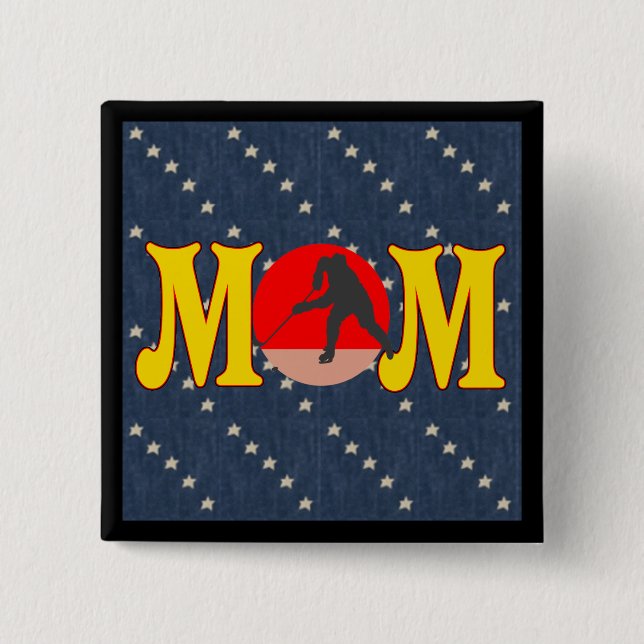 Badge Carré 5 Cm Boutons de maman d'hockey (Devant)