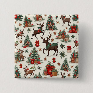 Badge Carré 5 Cm Boutons de Noël