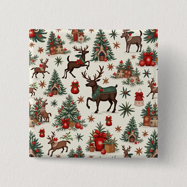 Badge Carré 5 Cm Boutons de Noël (Devant)