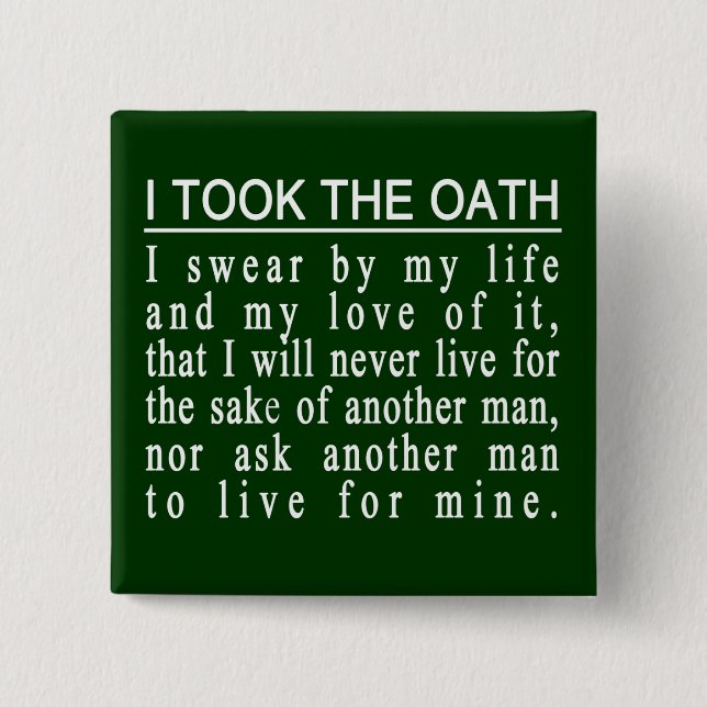 Badge Carré 5 Cm Boutons de serment de John Galt (Devant)