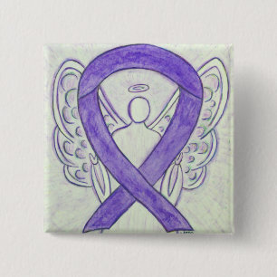 Badge Carré 5 Cm Boutons d'épingle de ruban de sensibilisation à l'