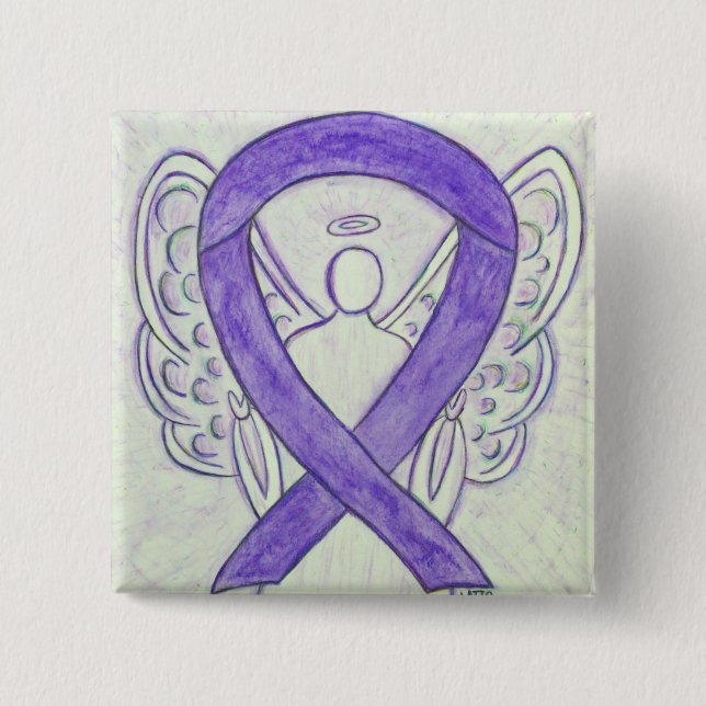 Badge Carré 5 Cm Boutons d'épingle de ruban de sensibilisation à l' (Devant)
