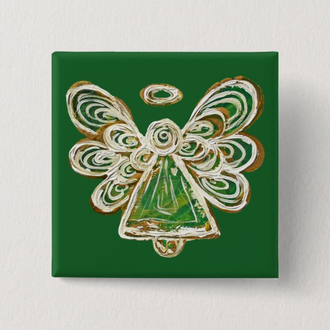 Badge Carré 5 Cm Boutons d'épingle personnalisés Green Guardian Hol (Devant)