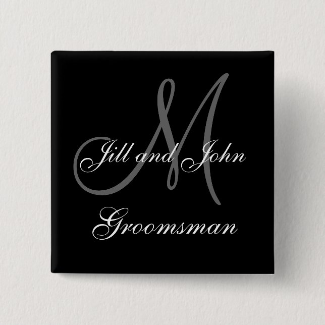 Badge Carré 5 Cm Boutons faits sur commande de noce de Groomsman (Devant)