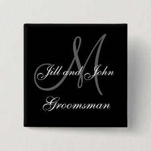 Badge Carré 5 Cm Boutons faits sur commande de noce de Groomsman