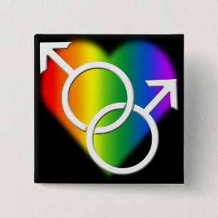 Badge Carré 5 Cm Boutons gay pride - Boutons d'amour arc-en-ciel du